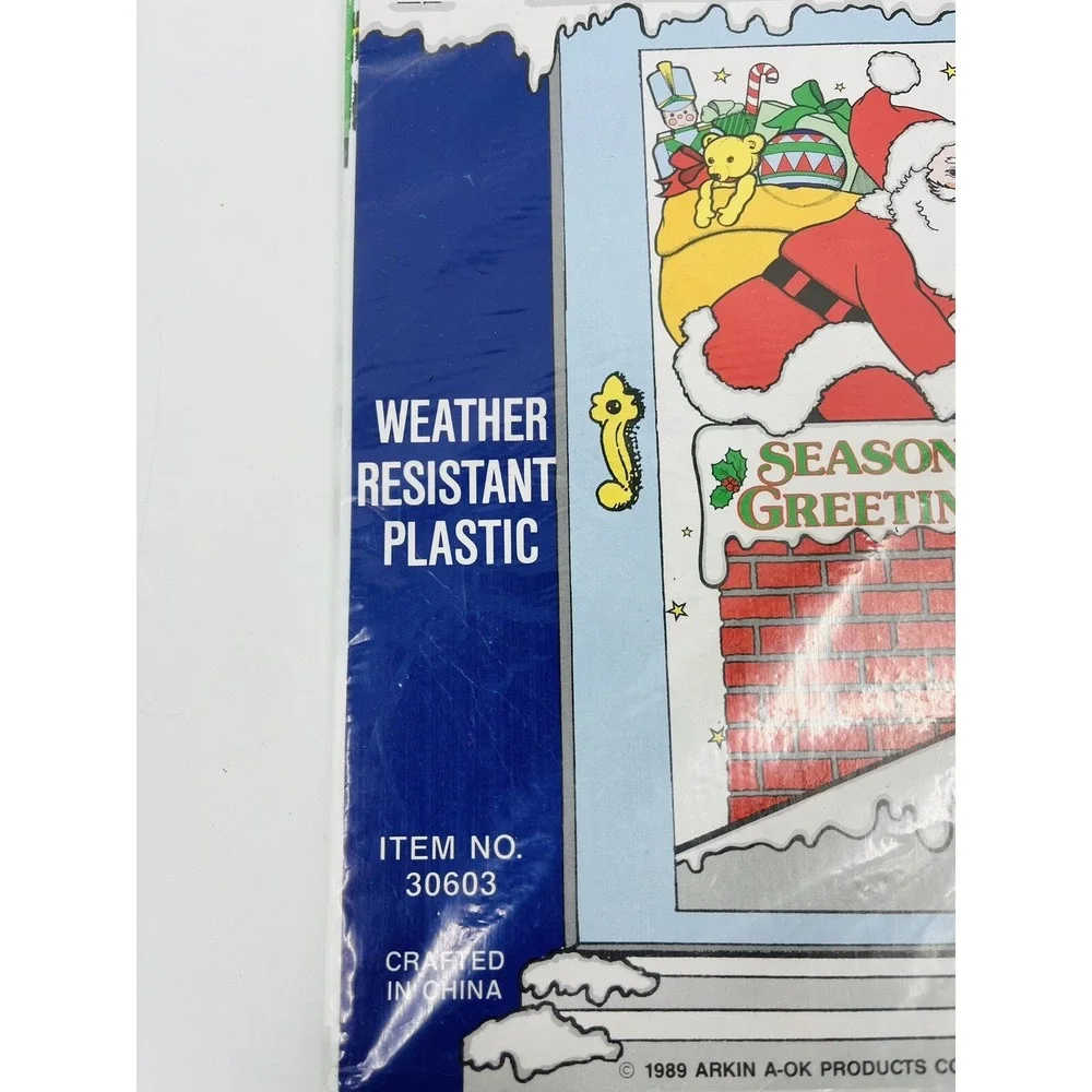 Vintage NOS A-OK Christmas Plastic Door Cover Santa 1989 Arkin 30